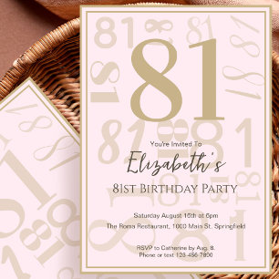 Modern Pink Gold 81st Birthday Invitation For Her