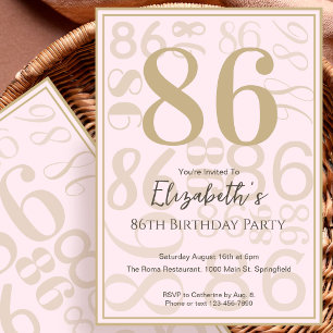 Modern Pink Gold 86th Birthday Invitation For Her