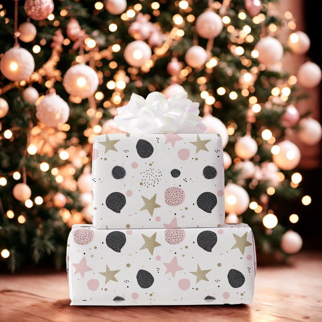 Modern Pink Gold Abstract Christmas Wrapping Paper (Creator Uploaded)