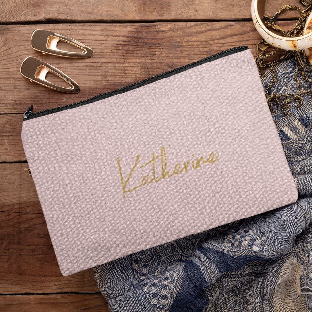 Modern Pink & Gold Cosmetic Accessory Pouch (Creator Uploaded)