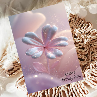 Modern pink gold flower birthday invitation