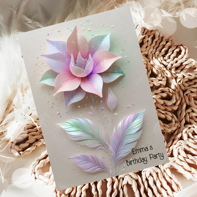 Modern pink gold flower birthday invitation (Creator Uploaded)
