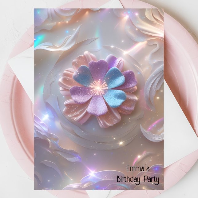 Modern pink gold flower birthday invitation (Creator Uploaded)