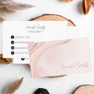 Modern Pink Gold Glitter Business Card