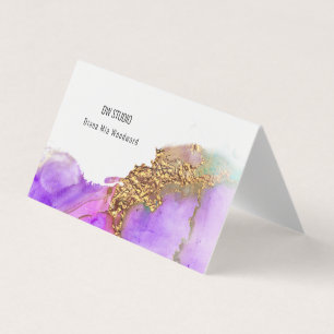 Modern Pink Gold Ink Business Card