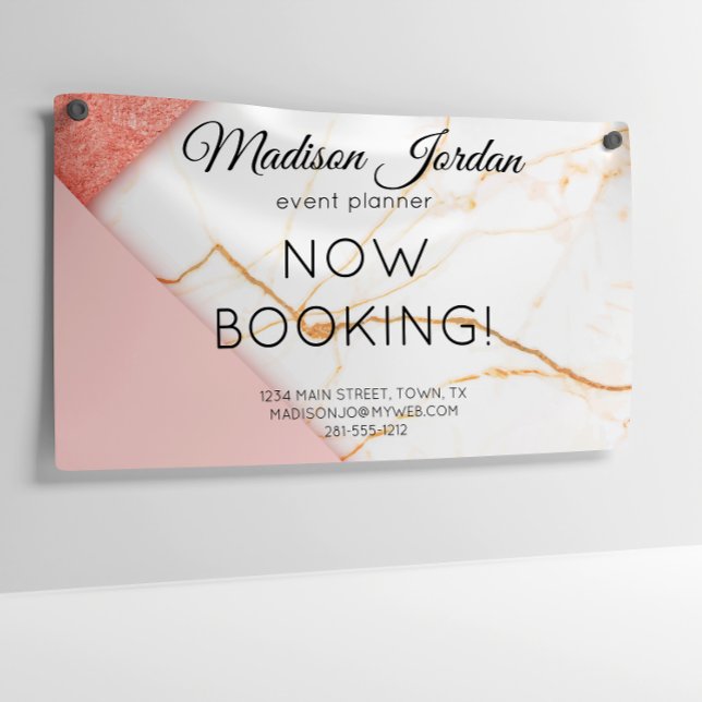 Modern Pink Gold Marble Salon Marketing Business Banner (Creator Uploaded)