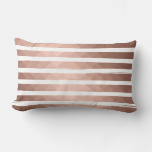 Modern pink gold metalic white stripes chic girl lumbar cushion