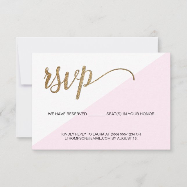 Modern Pink Gold RSVP no mailing Reserved Seat (Front)