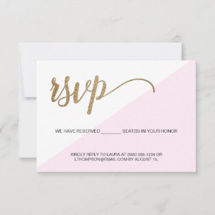 Modern Pink Gold RSVP no mailing Reserved Seat Card