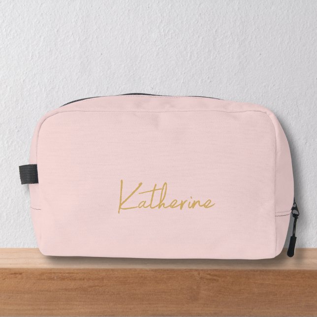 Modern Pink & Gold Script Name Dopp Kit (Creator Uploaded)