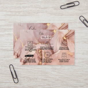 Modern Pink Gold Watercolor Cake Care   Business C Card