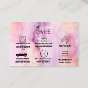 Modern Pink Gold Watercolor Cake Care Business Card