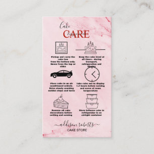 Modern Pink Gold Watercolor Cake Care Business Card