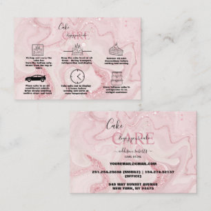 Modern Pink Gold Watercolor Cake Care Business Card