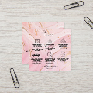 Modern Pink Gold Watercolor Cake Care Square Business Card