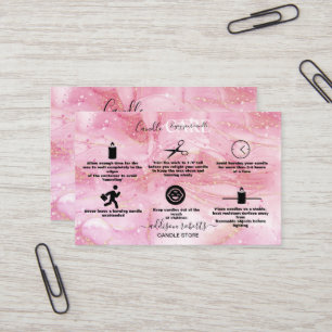 Modern Pink Gold Watercolor Candle Care Business Card