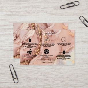 Modern Pink Gold Watercolor Candle Care Business Card