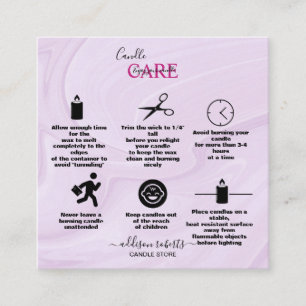 Modern Pink Gold Watercolor Candle Care   Square B Business Card