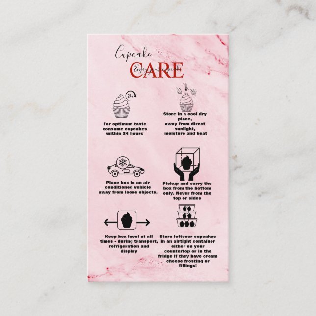 Modern Pink Gold Watercolor Cupcake Care Business Card (Front)