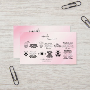Modern Pink Gold Watercolor Cupcake Care Business  Card