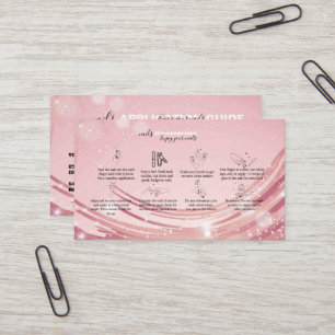 Modern Pink Gold Watercolor Nail Application Guide Business Card