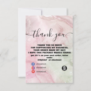 Modern Pink Gold Watercolor Thank You Card