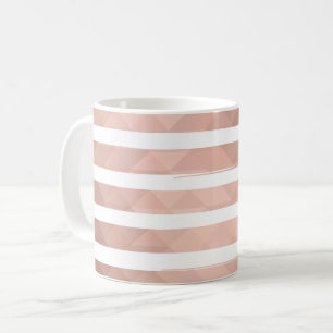 Modern pink gold white stripes chic girl coffee mug