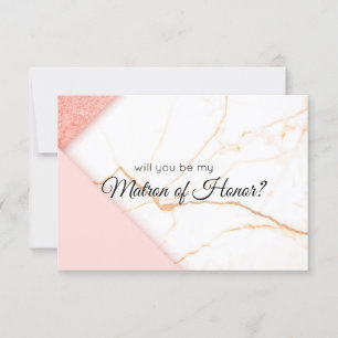 Modern Pink Gold Will You Be My Matron of Honour