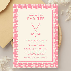 Modern Pink Golf Birthday Party for Her Any Age  Invitation