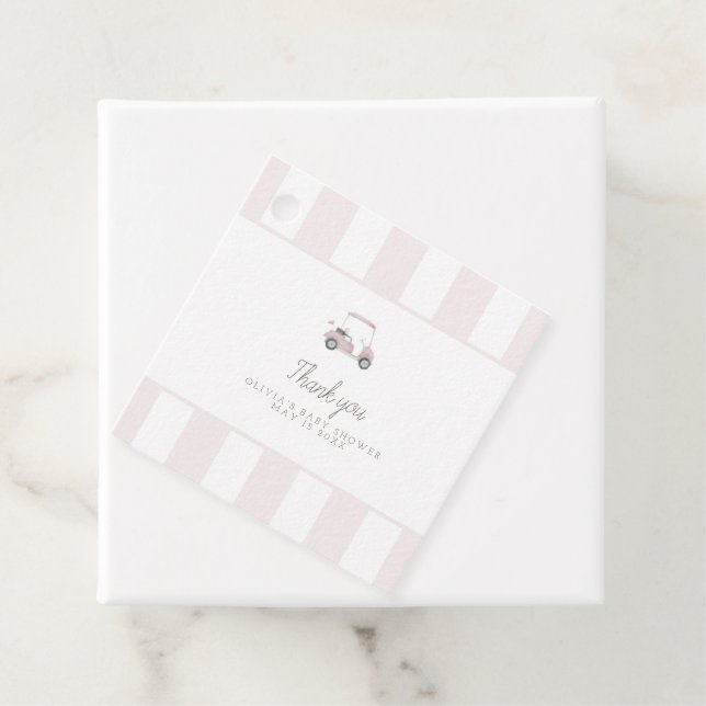 Modern Pink golf cart favour tag (In Situ)