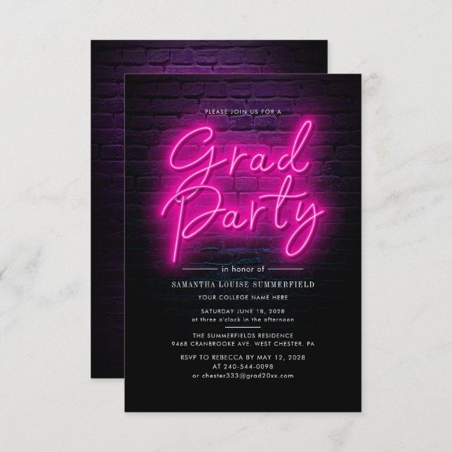 Modern Pink Grad 2025 Photo Graduation Party Invitation (Front/Back)