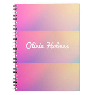 Modern Pink Gradient Colour Block Name Monogram Notebook