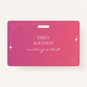 Modern Pink Gradient Makeup Artist Business ID Badge