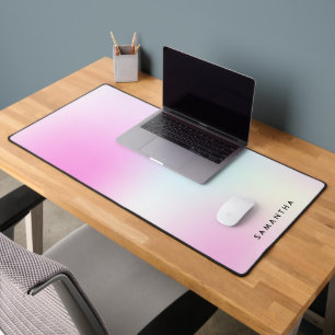 Modern Pink Gradient Monogram Name Desk Mat