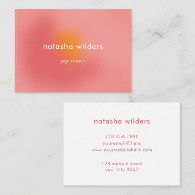 Modern Pink Gradient Ombré Yoga Fitness  Business Card (Front/Back)