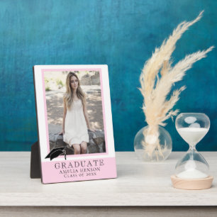 Modern Pink Graduation Graduate Photo  Plaque