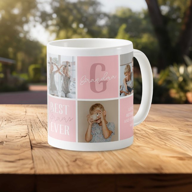Modern Pink Grandma Photo Collage Coffee Mug (Creator Uploaded)