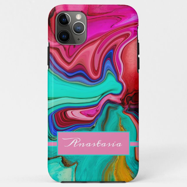 Modern Pink Green Abstract Watercolor Case-Mate iPhone Case (Back)