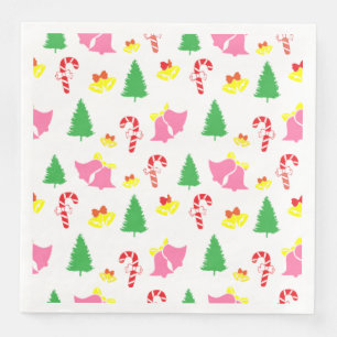 Modern Pink Green Christmas Pattern Napkin