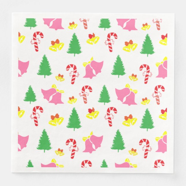 Modern Pink Green Christmas Pattern     Napkin (Front)