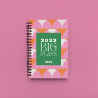 Modern pink green geometric big plans planner
