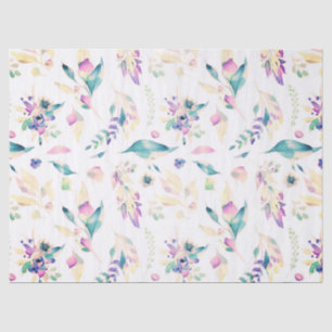 Modern pink green lavender watercolor floral tissue paper