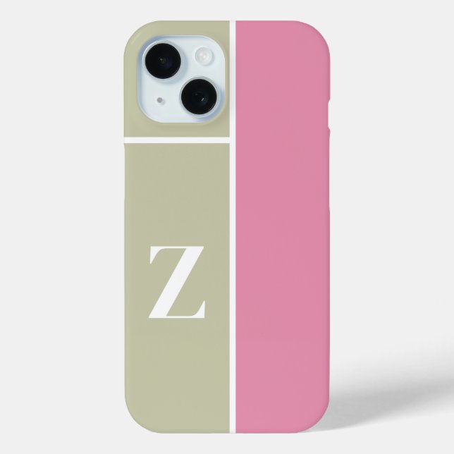 Modern PInk Green Monogram Case-Mate iPhone Case (Back)