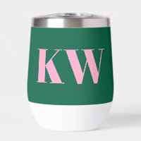 Modern Pink Green Monogram Initials Personalised