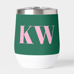Modern Pink Green Monogram Initials Personalised
