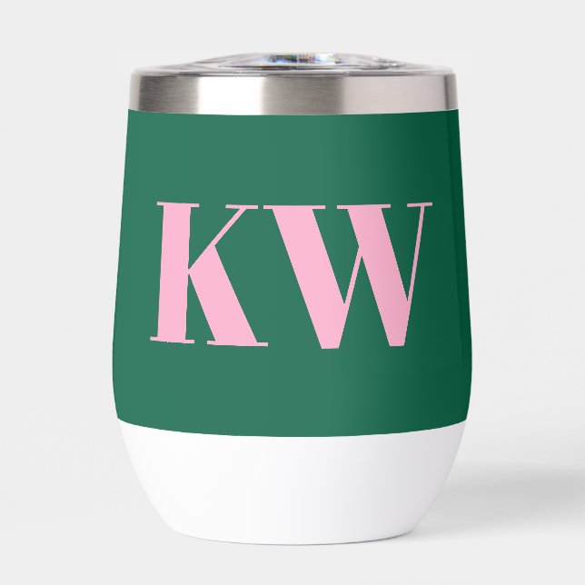 Modern Pink Green Monogram Initials Personalised (Front)