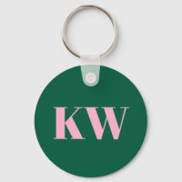 Modern Pink Green Monogram Initials Personalised