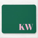 Modern Pink Green Monogram Initials Personalised Mouse Pad<br><div class="desc">Modern Pink and Green Monogram Initials Personalised Mouse Pad</div>