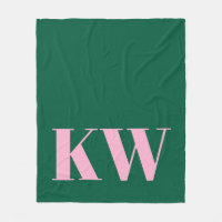 Modern Pink Green Monogram Initials Personalized