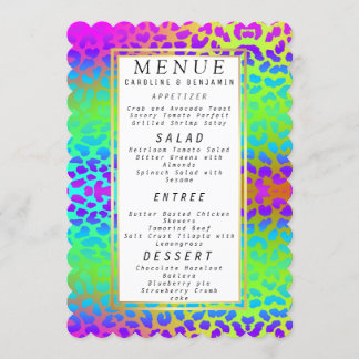 Modern Pink + Green Palm Tree Wedding Menu